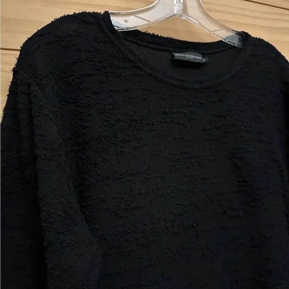 KEEPING NY EVERYWHERE KNYEW Shirt Mens Large Black Textured Designer Tee